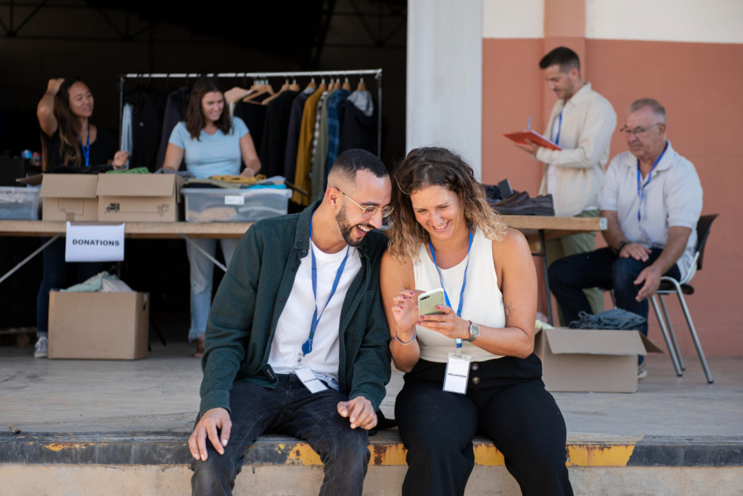 Student work at an event venue